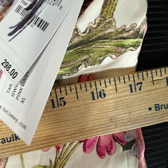 Katie Mae Tara Dress XL Pink Daisy Floral Print Maxi Dress Satin Gown MSRP $298 - Picture 14 of 14